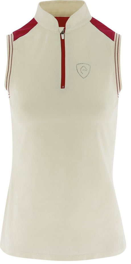 Equitheme Jersey Ladies Polo Sleeveless Shirt #colour_ecru