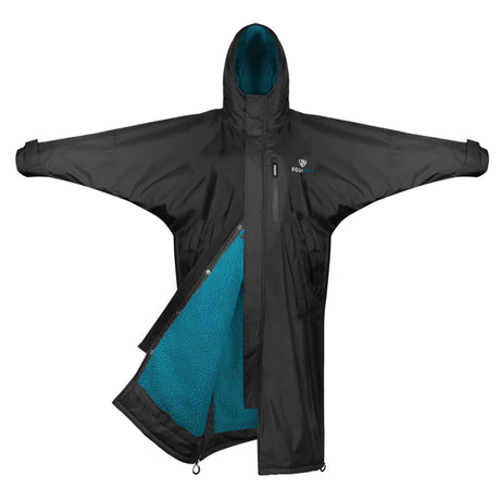 EQUIDRY Women's Thick Fleece Evolution Fixed Hood #colour_black-turquoise