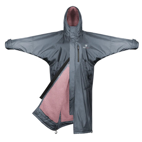 EQUIDRY Women's Thick Fleece Evolution Fixed Hood #colour_grey-pale-pink