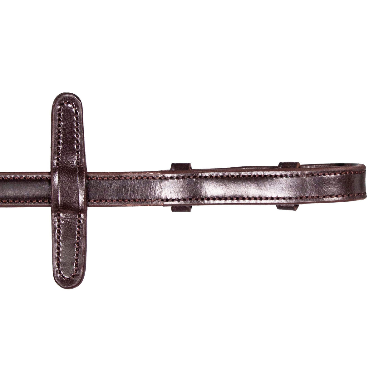 Henry James Smooth Eventer Hybrid Rubber Reins With Leather Stoppers #colour_havana-brown