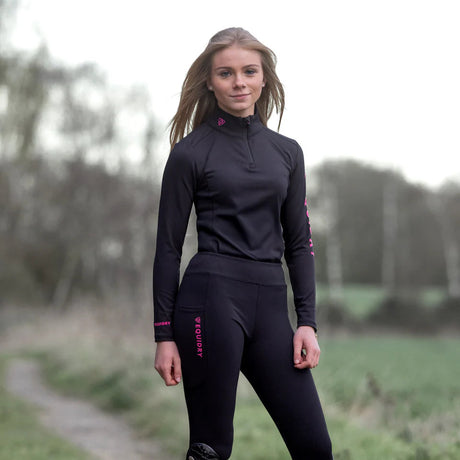 EQUIDRY Children's Water Repellent Base Layer #colour_black-peacock-pink