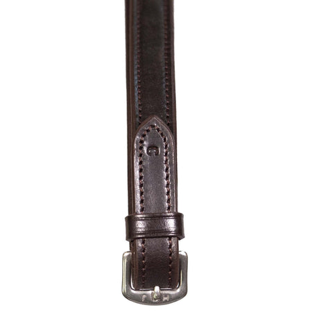 Henry James Large Pimple Hybrid Rubber Reins With Leather Stoppers #colour_havana-brown