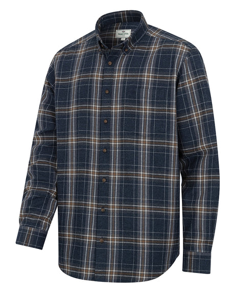 Hoggs of Fife Pitlessie Button Down Flannel Shirt #colour_blue-brown-white