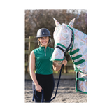 Hy Equestrian Tropical Paradise Fly Mask with Ears and Detachable Nose #colour_vine-green-white