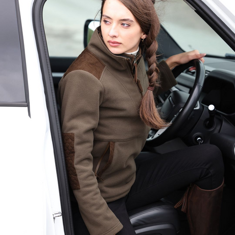 Shires Aubrion Heritage Unisex Quarter Zip Fleece #colour-dark-olive