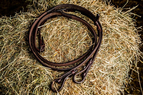 Mackey Classic One Sided Rubber Grip Reins #colour_brown