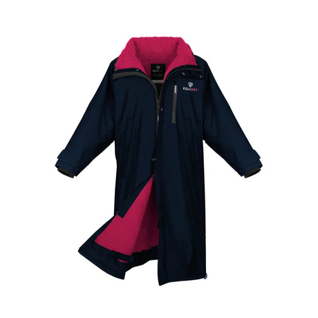 EQUIDRY Women's Thick Fleece Evolution Stowaway Hood #colour_navy-raspberry