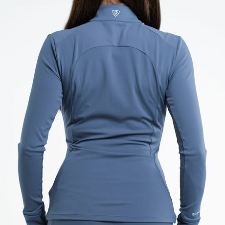 EQUIDRY Women's Water Repellent Zip up Top #colour_steel-blue-silver