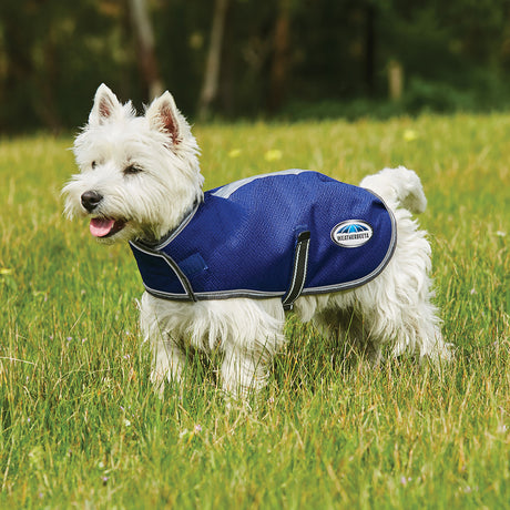 Weatherbeeta Comfitec Premier Free Parka Dog Coat Medium #colour_dark-blue-grey-white