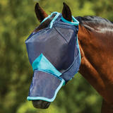 Weatherbeeta ComfiTec Deluxe Fine Mesh Mask With Nose #colour_navy-turquoise