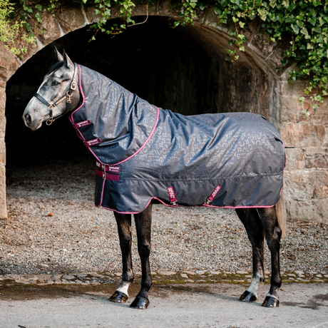 Horseware Ireland Amigo Hero 0g Turnout Rug #colour_navy-hw-print-burgundy-white