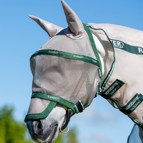 Horseware Ireland Rambo Flymask Plus #colour_oatmeal-green