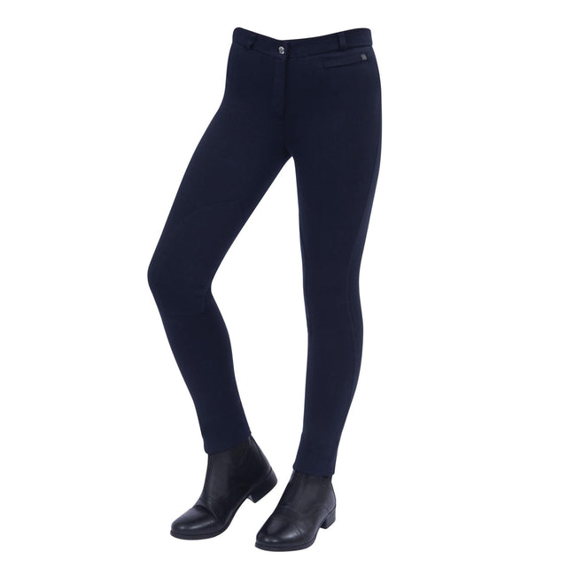 Dublin Supa-Fit Zip Up Knee Patch Ladies Jodhpurs #colour_navy