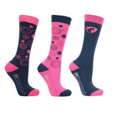 Hy Equestrian Children's Novelty Printed Socks #colour_navy-magenta