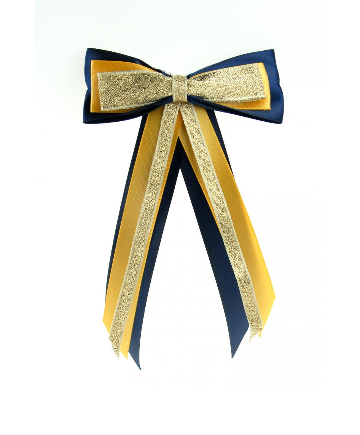 ShowQuest Hairbow with Tails #colour_navy-sunshine-gold