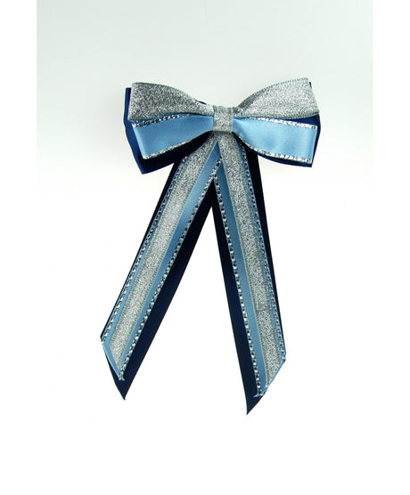 ShowQuest Hairbow with Tails #colour_navy-pale-blue-silver