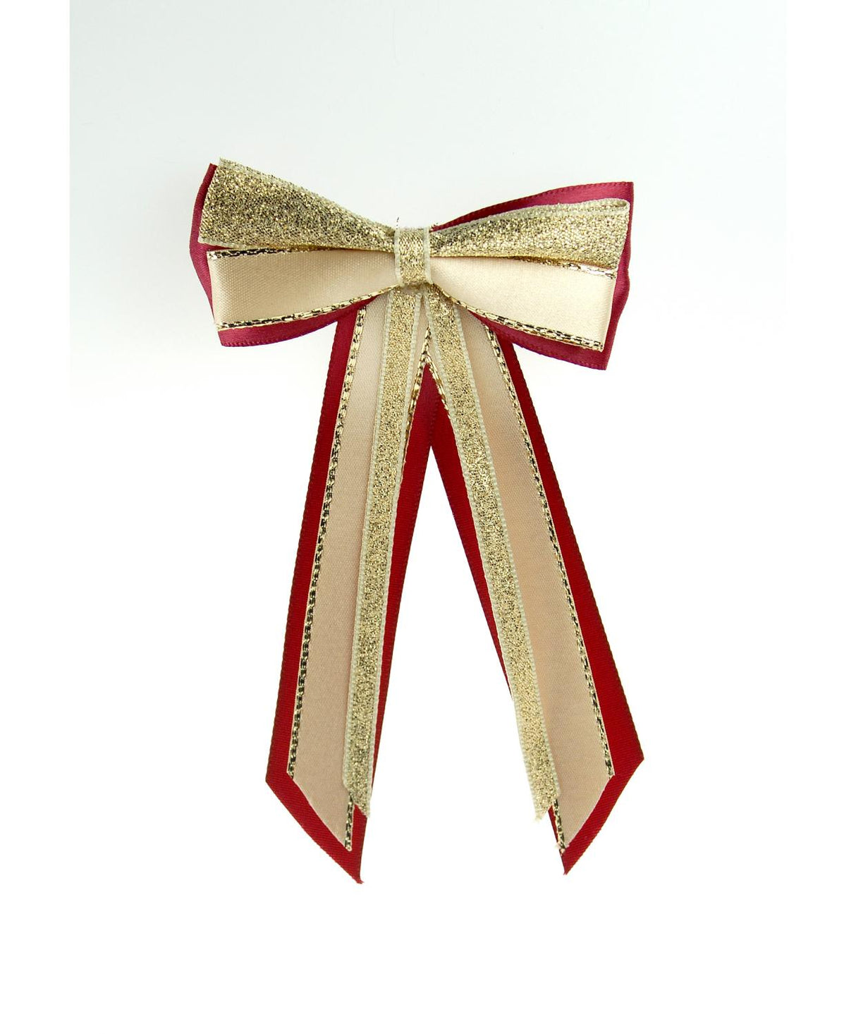 ShowQuest Hairbow with Tails #colour_burgundy-cream-gold