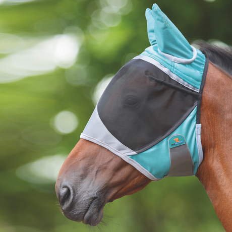 Shires FlyGuard Pro Deluxe Fly Mask With Ears #colour_green