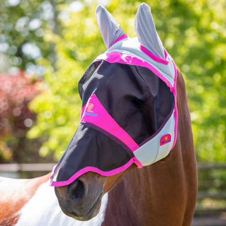 Shires FlyGuard Pro Air Motion Fly Mask With Ears & Nose #colour_pink