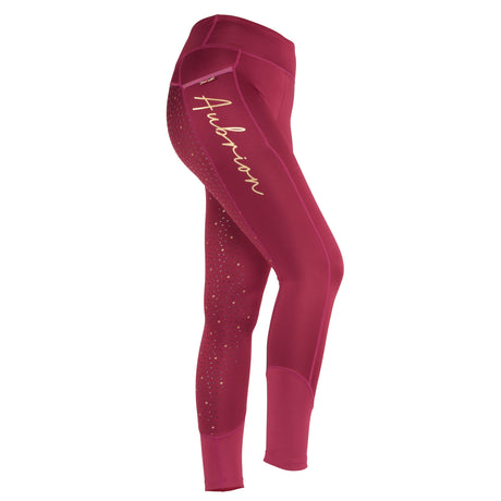 Shires Aubrion Team Winter Riding Tights #colour_mulberry