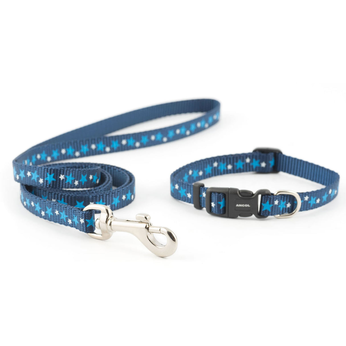 Ancol Small Bite Stars Collar & Lead Set #colour_blue