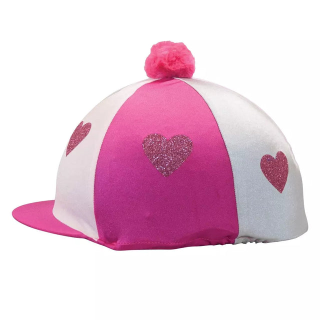 Capz Glitter Pom Pom Lycra Hat Cover #colour_pink-white