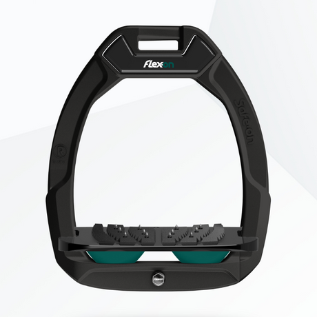 Flex-On Safe-On Inclined Ultra Grip Stirrups #colour_black-black-dark-green