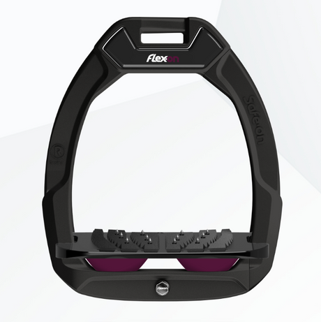 Flex-On Safe-On Inclined Ultra Grip Stirrups - Black/Black/Plum #colour_black-black-plum