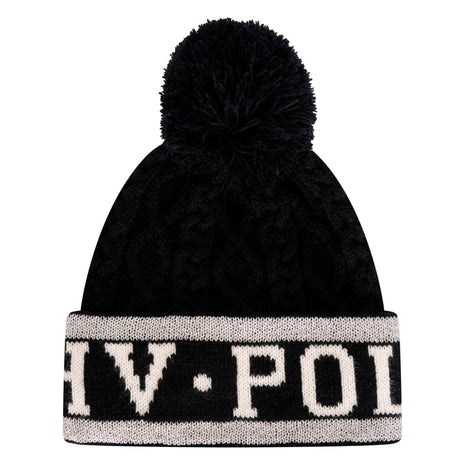 HV Polo Knitted Beanie with Pom Pom #colour_black
