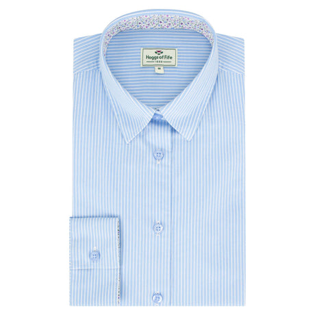 Hoggs of Fife Bonnie II Ladies Cotton Shirt #colour_light-blue-stripe