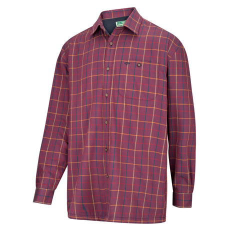 Hoggs of Fife Fleece Lined Men's Shirt #colour-bramble-wine-check