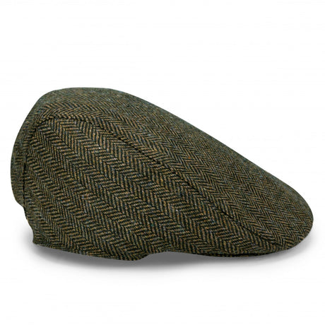 Hoggs of Fife Herringbone Waterproof Tweed Cap #colour_green