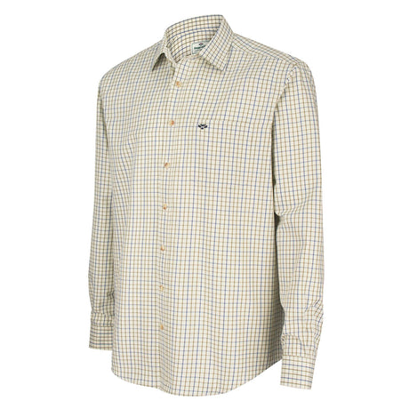 Hoggs of Fife Inverness Men's Cotton Tattersall Shirt #colour_navy-olive