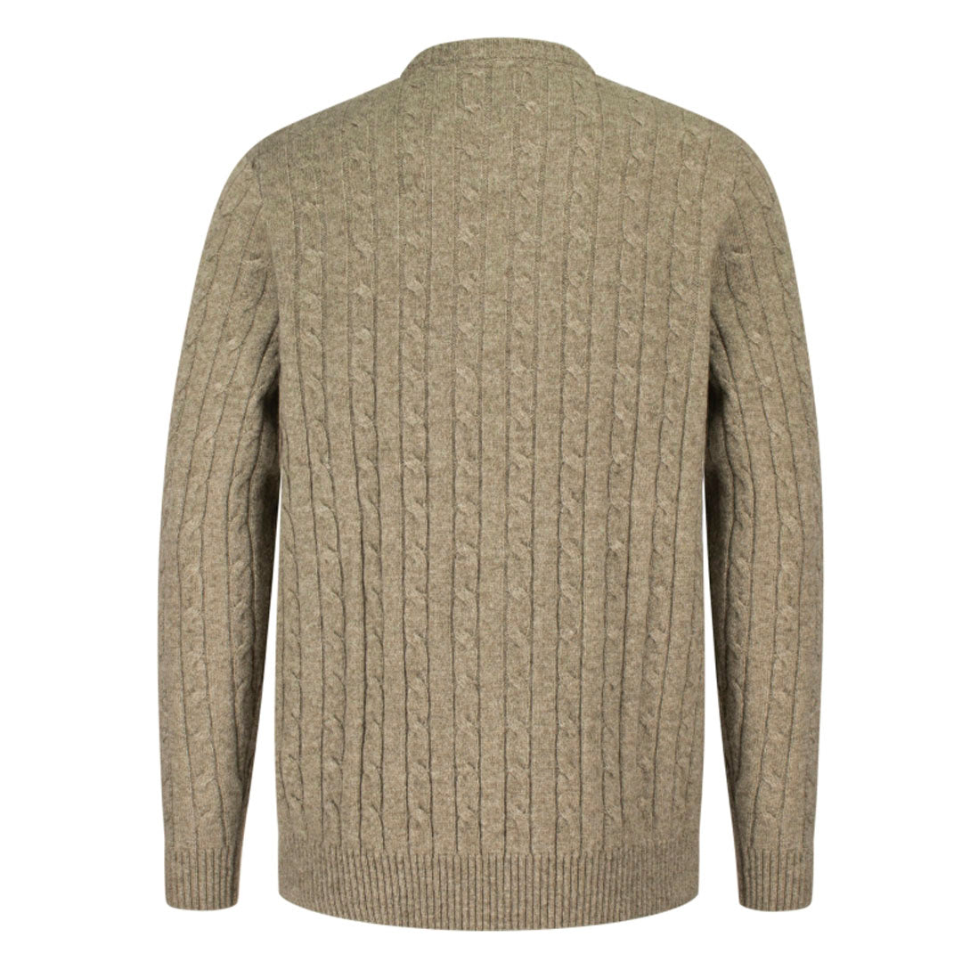 Hoggs of Fife Jedburgh Men's Cable Knit Sweatshirt #colour_oatmeal