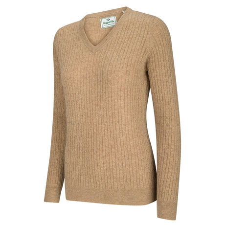 Hoggs of Fife Lauder Ladies Cable Knit Sweatshirt #colour_camel