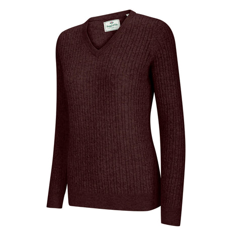 Hoggs of Fife Lauder Ladies Cable Knit Sweatshirt #colour_redwood