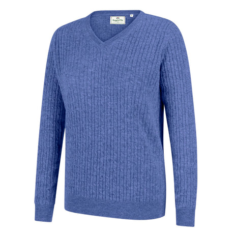 Hoggs of Fife Lauder Ladies Cable Knit Sweatshirt #colour_violet