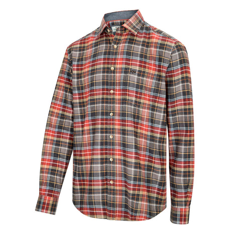 Hoggs of Fife Pitlochry Men's Flannel Check Shirt #colour_chestnut-check