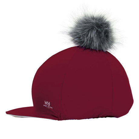 Hy Sport Active Hat Silk with Interchangeable Pom Pom #colour_vivid-merlot