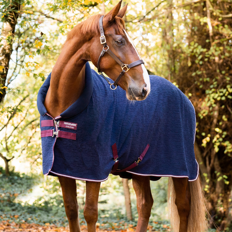 Horseware Ireland Embossed Cosy Neck Fleece #colour_navy-burgundy-white