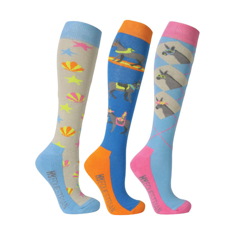 Hy Equestrian Novelty Printed Socks #colour_blue-orange