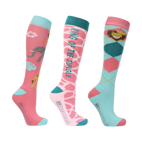 Hy Equestrian Novelty Printed Socks #colour_peach-mint