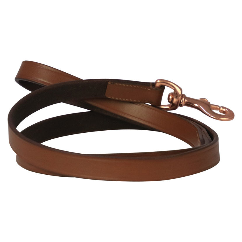 Benji & Flo Deluxe Padded Leather Dog Lead #colour_tan-rose-gold