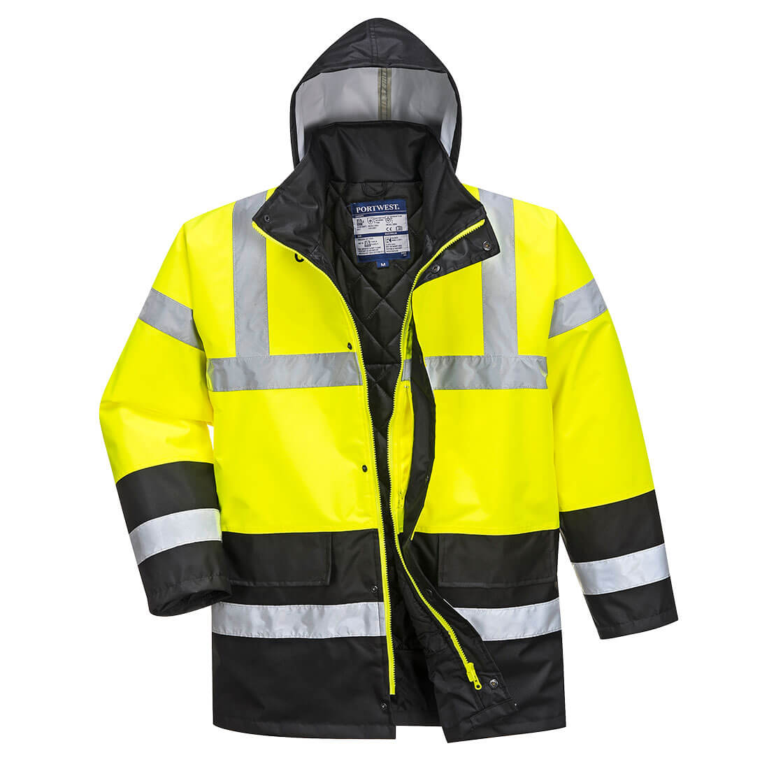 Portwest Hi-Vis Contrast Traffic Jacket #colour_yellow-black