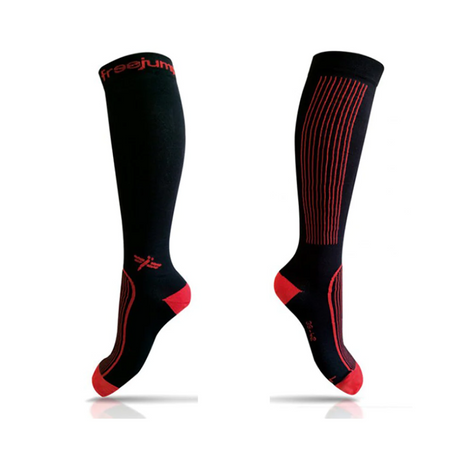 Freejump Technical Long Riding Socks #colour_black-red