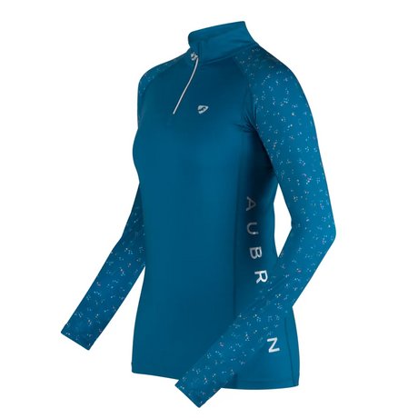 Shires Aubrion Hyde Park Ladies Cross Country Shirt #colour_teal-ditsy