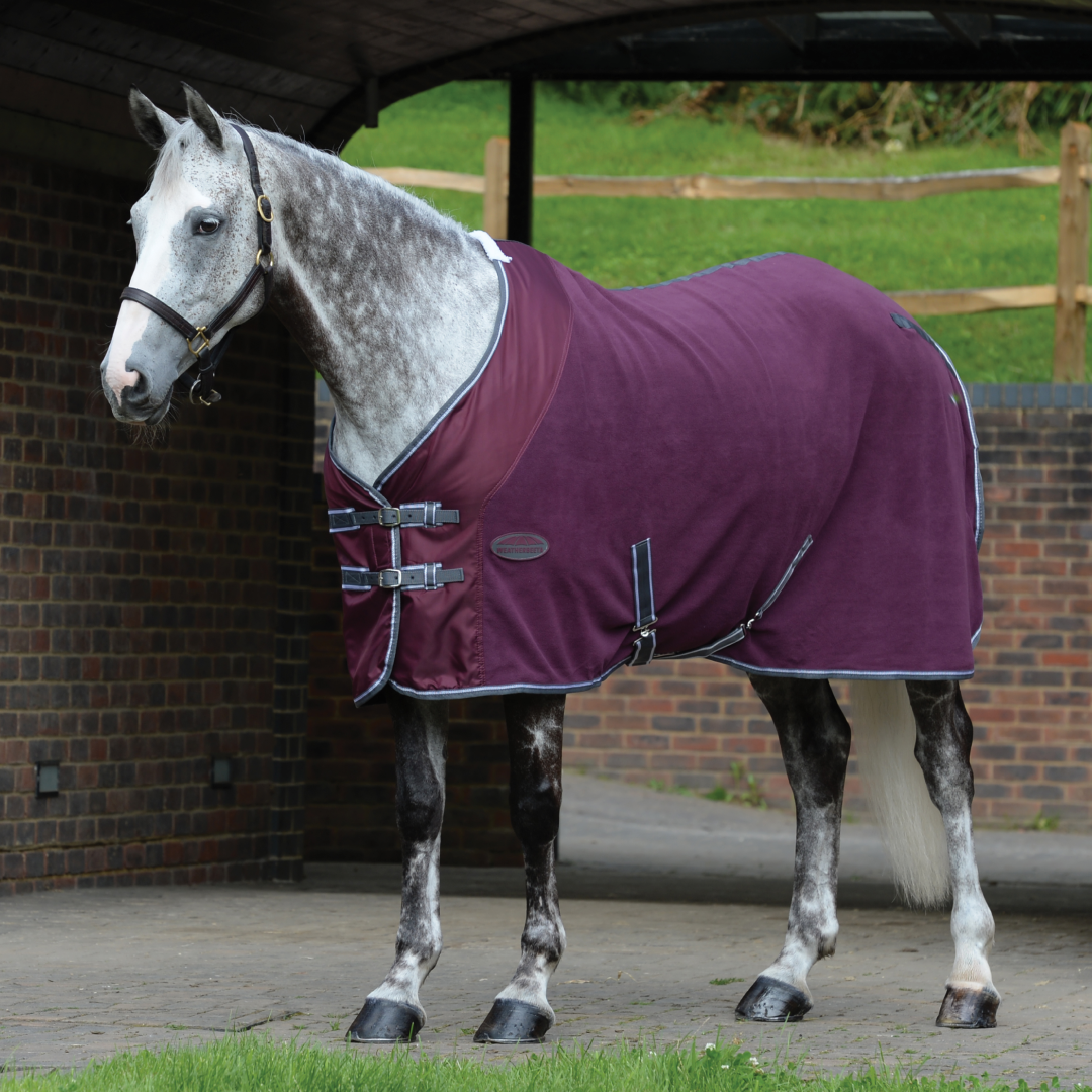 Weatherbeeta Fleece Cooler Standard Neck #colour_maroon-grey-white