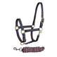 Bitz Stripe Two Tone Headcollar/Lead Rope #colour_navy-white