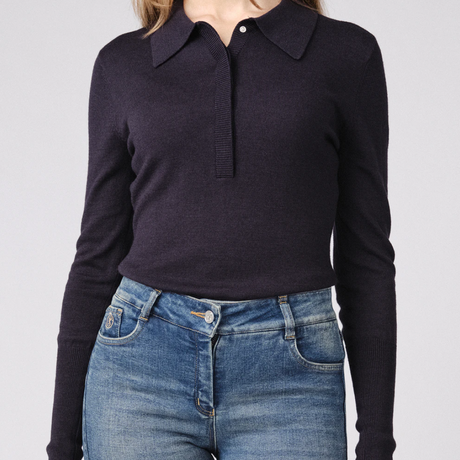 PS of Sweden Navy Hailey Fine Knit Sweater #colour_navy