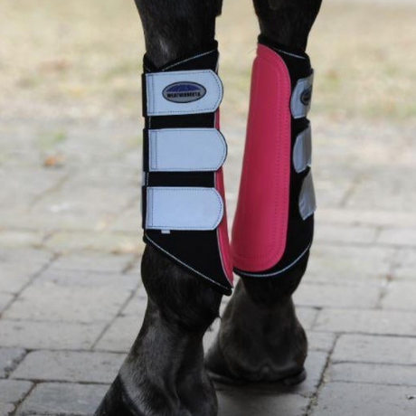 Weatherbeeta Reflective Single Lock Brushing Boots #colour_pink-silver